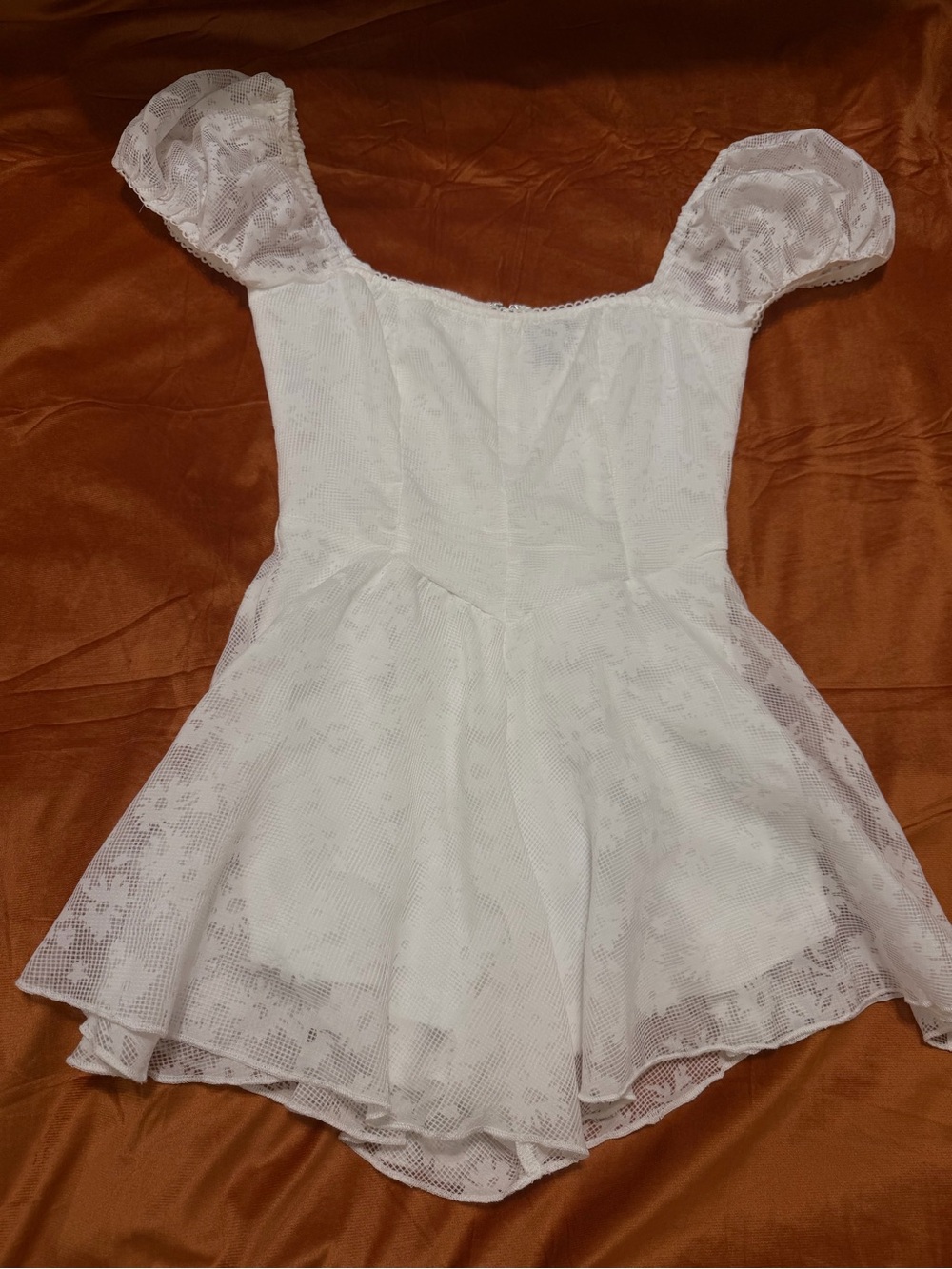 Windsor White Lace Mini Dress with Puff Sleeves